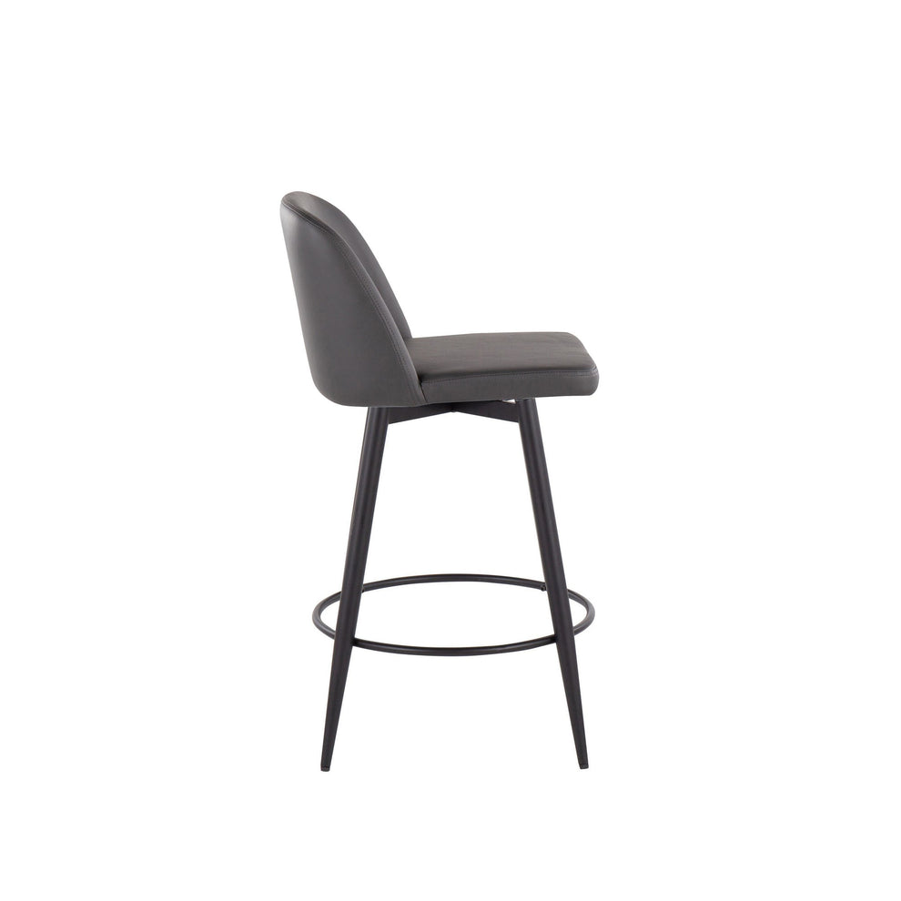 Toriano 26" Contemporary Fixed Height Counter Stool with Swivel in Camel Faux Leather and Black Metal with Round Footrest By LumiSource - Set of 2 | Counter Stools | Modishstore - 16