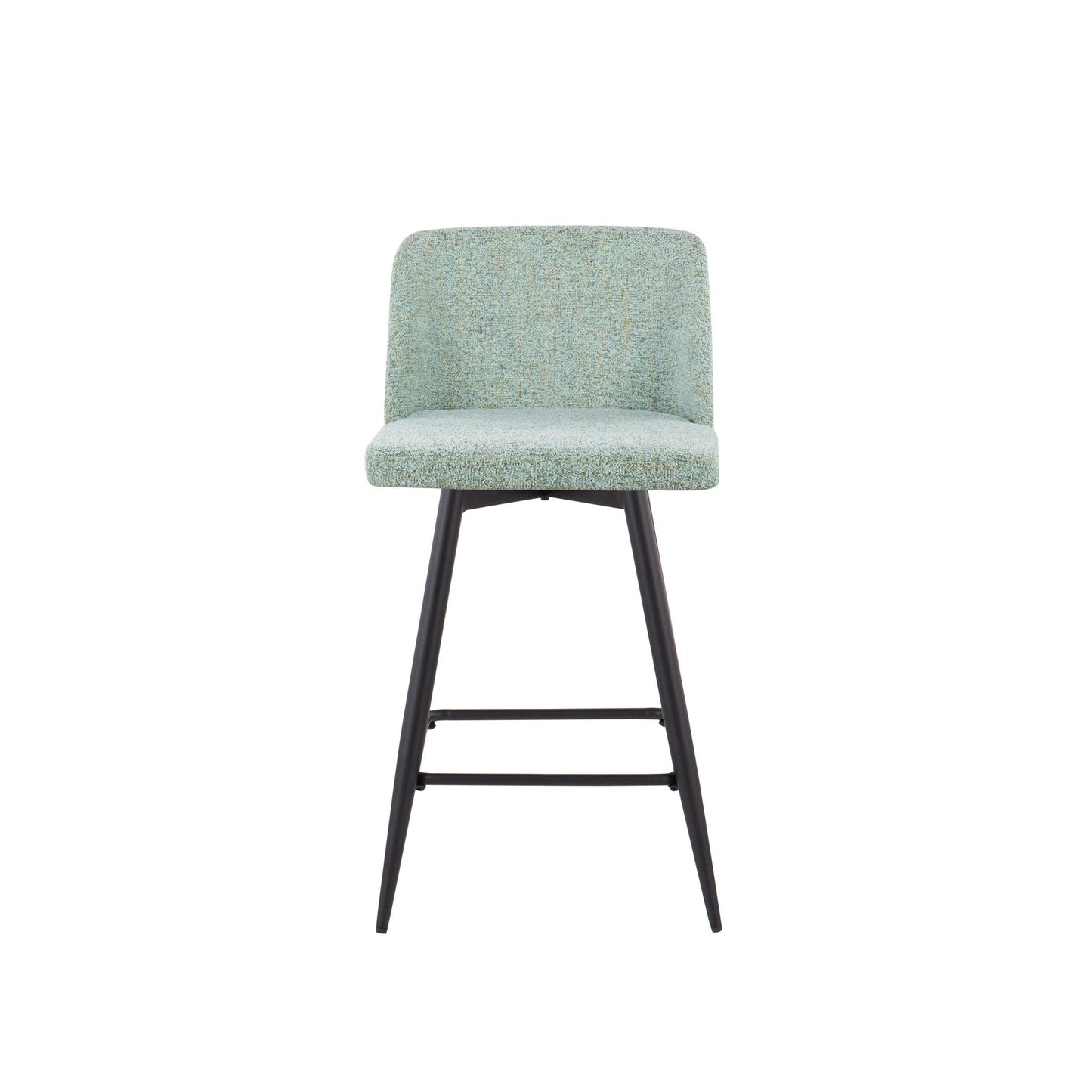 Toriano 26" Contemporary Fixed Height Counter Stool with Swivel in Light Green Fabric and Black Metal with Square Footrest By LumiSource - Set of 2 | Counter Stools | Modishstore - 2