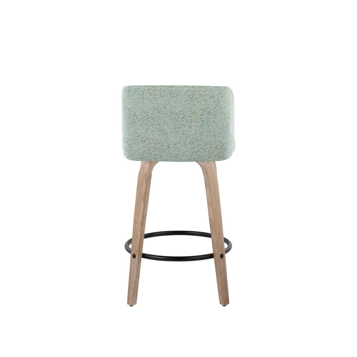 Toriano 26" Contemporary Fixed Height Counter Stool with Swivel in Light Grey Wood and Grey Noise Fabric with Round Black Metal Footrest By LumiSource - Set of 2 | Counter Stools | Modishstore - 10