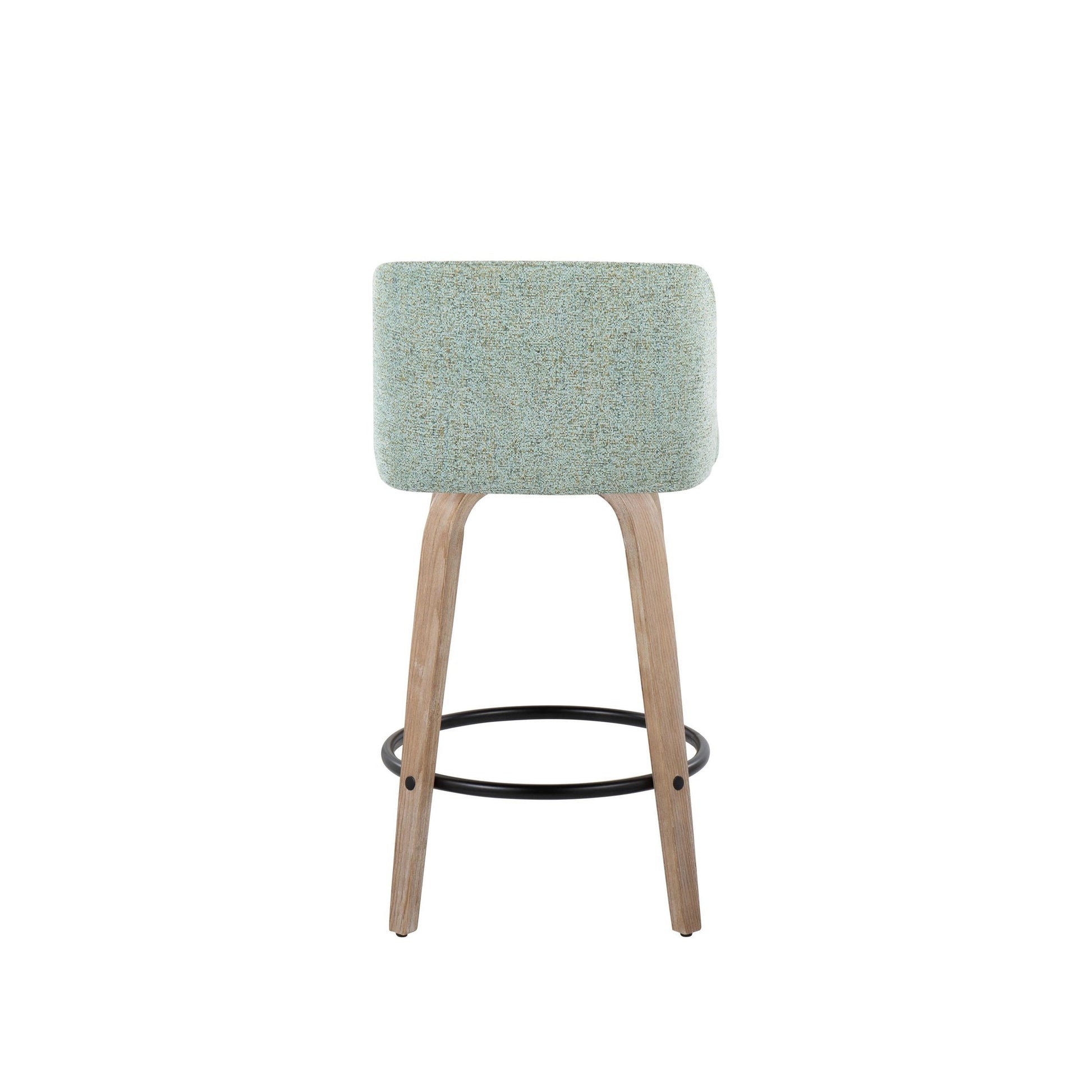 Toriano 26" Contemporary Fixed Height Counter Stool with Swivel in Light Grey Wood and Grey Noise Fabric with Round Black Metal Footrest By LumiSource - Set of 2 | Counter Stools | Modishstore - 10