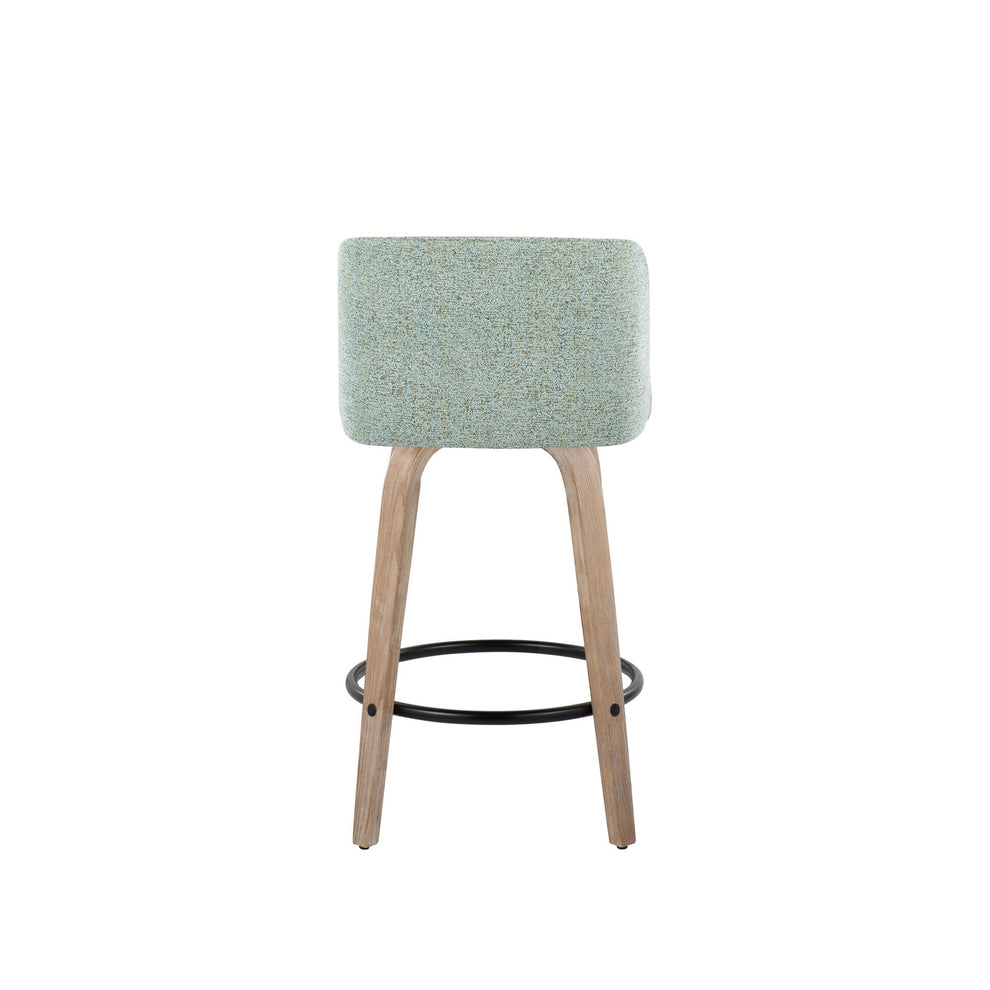 Toriano 26" Contemporary Fixed Height Counter Stool with Swivel in Light Grey Wood and Grey Noise Fabric with Round Black Metal Footrest By LumiSource - Set of 2 | Counter Stools | Modishstore - 10