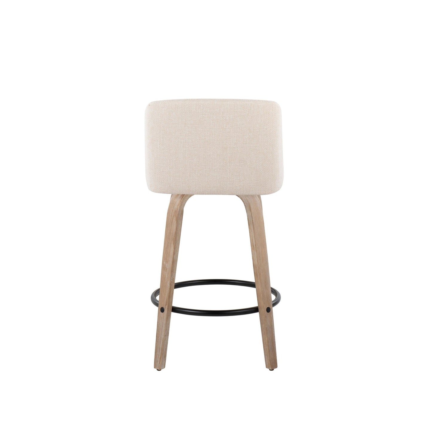 Toriano 26" Contemporary Fixed Height Counter Stool with Swivel in Light Grey Wood and Grey Noise Fabric with Round Black Metal Footrest By LumiSource - Set of 2 | Counter Stools | Modishstore - 17