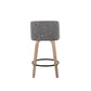 Toriano 26" Contemporary Fixed Height Counter Stool with Swivel in Light Grey Wood and Grey Noise Fabric with Round Black Metal Footrest By LumiSource - Set of 2 | Counter Stools | Modishstore - 24