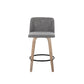 Toriano 26" Contemporary Fixed Height Counter Stool with Swivel in Light Grey Wood and Grey Noise Fabric with Round Black Metal Footrest By LumiSource - Set of 2 | Counter Stools | Modishstore - 19
