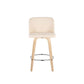 Toriano 26" Contemporary Fixed Height Counter Stool with Swivel in Natural Wood and Cream Faux Leather with Round Chrome Metal Footrest By LumiSource - Set of 2 | Counter Stools | Modishstore - 2