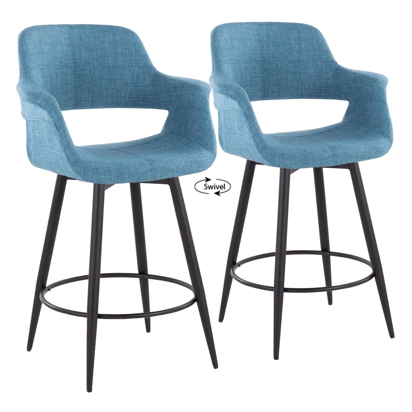 Vintage Flair 26" Fixed-Height Counter Stool - Set of 2 Blue  By LumiSource | Counter Stools | Modishstore - 3