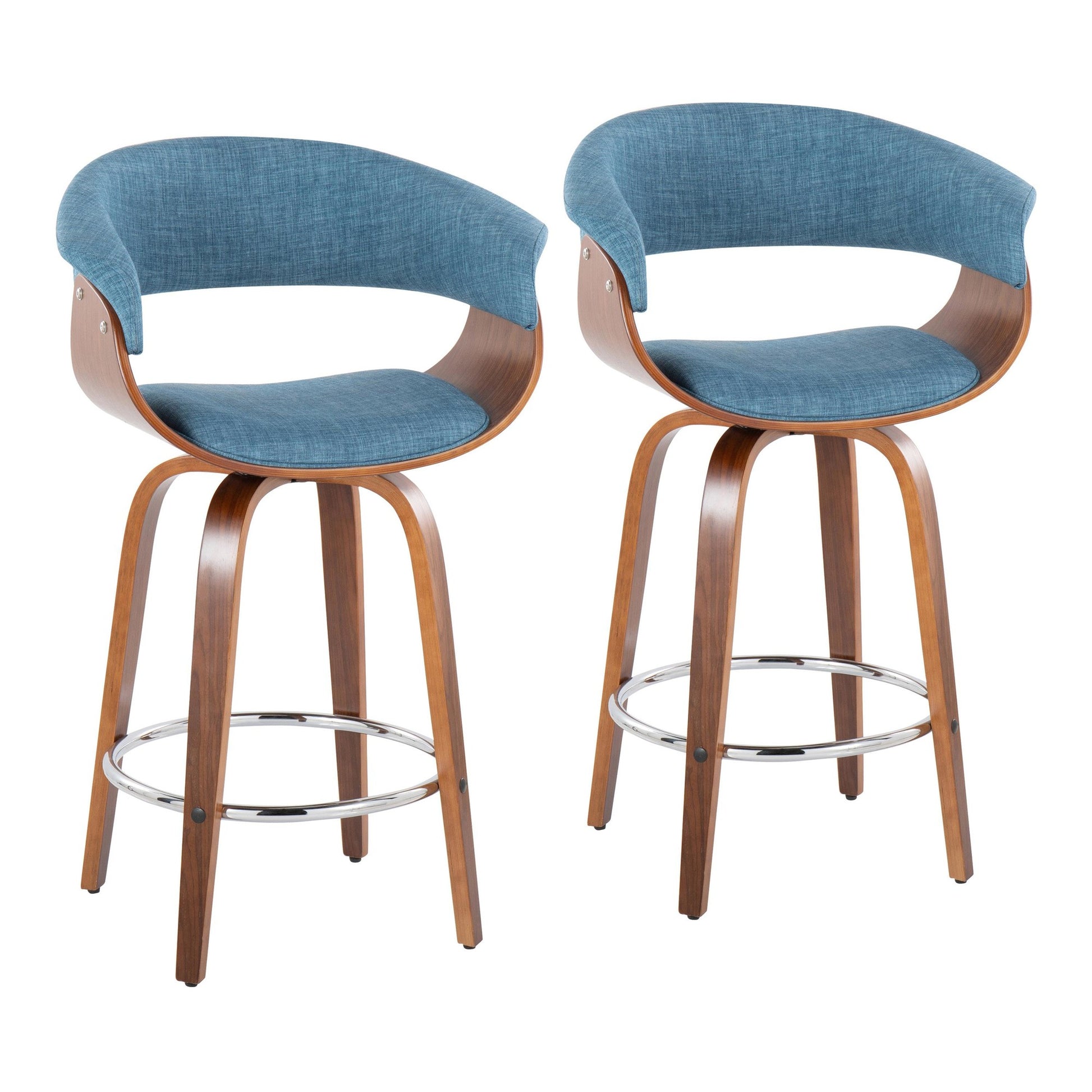 Vintage Mod 26" Fixed-Height Counter Stool - Set of 2 Blue  By LumiSource | Counter Stools | Modishstore - 3