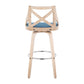 Charlotte 30" Farmhouse Fixed-Height Barstool with Swivel in White Washed Wood, Blue Fabric and Round Chrome Metal Footrest By LumiSource - Set of 2 | Bar Stools | Modishstore - 9