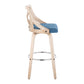 Charlotte 30" Farmhouse Fixed-Height Barstool with Swivel in White Washed Wood, Blue Fabric and Round Chrome Metal Footrest By LumiSource - Set of 2 | Bar Stools | Modishstore - 7