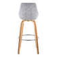 Diana 30" Contemporary Fixed-Height Barstool with Swivel in Zebra Wood and Blue Corduroy Fabric with Round Chrome Footrest By LumiSource - Set of 2 | Bar Stools | Modishstore - 16