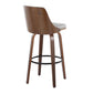 Gianna Mid-Century Modern Fixed-Height Barstool with Swivel in Walnut Wood and Light Grey Faux Leather with Round Black Metal Footrest By LumiSource - Set of 2 | Bar Stools | Modishstore - 7