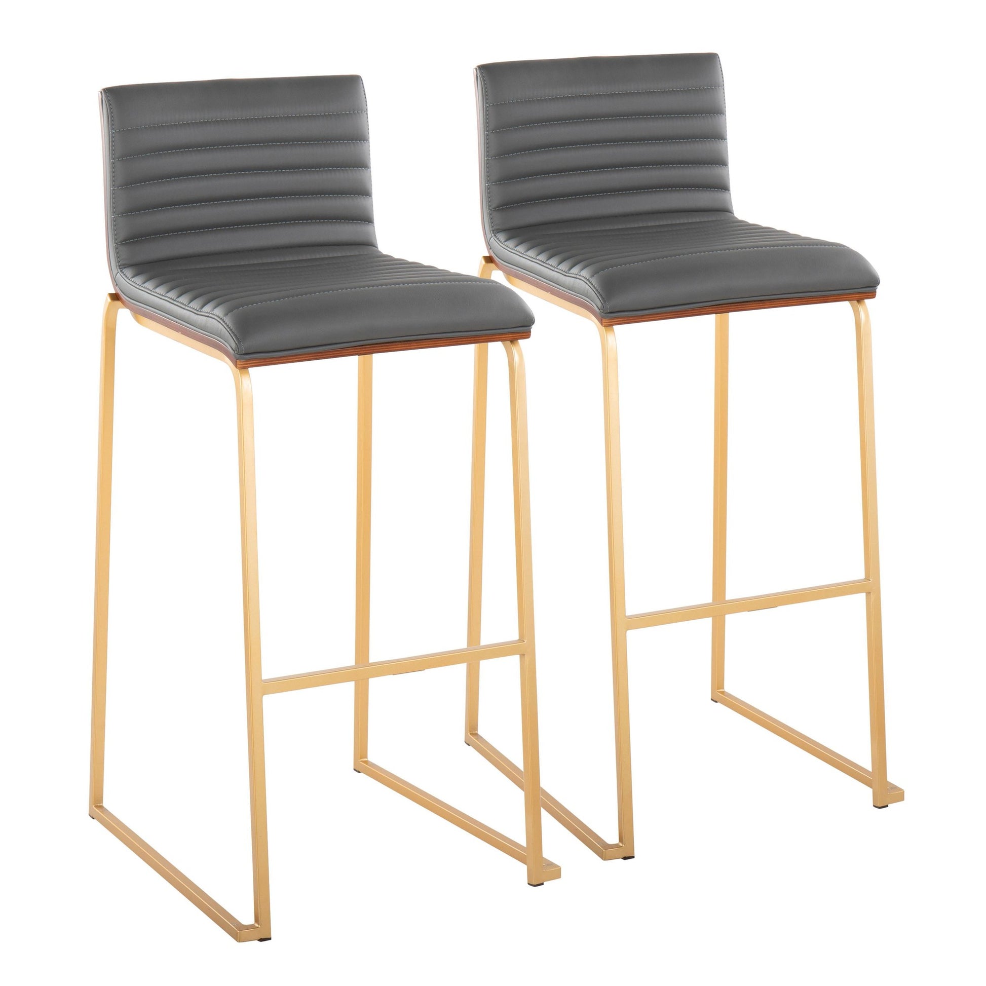 Mason Mara 30" Fixed-Height Barstool - Set of 2 Gray By LumiSource | Bar Stools | Modishstore - 3