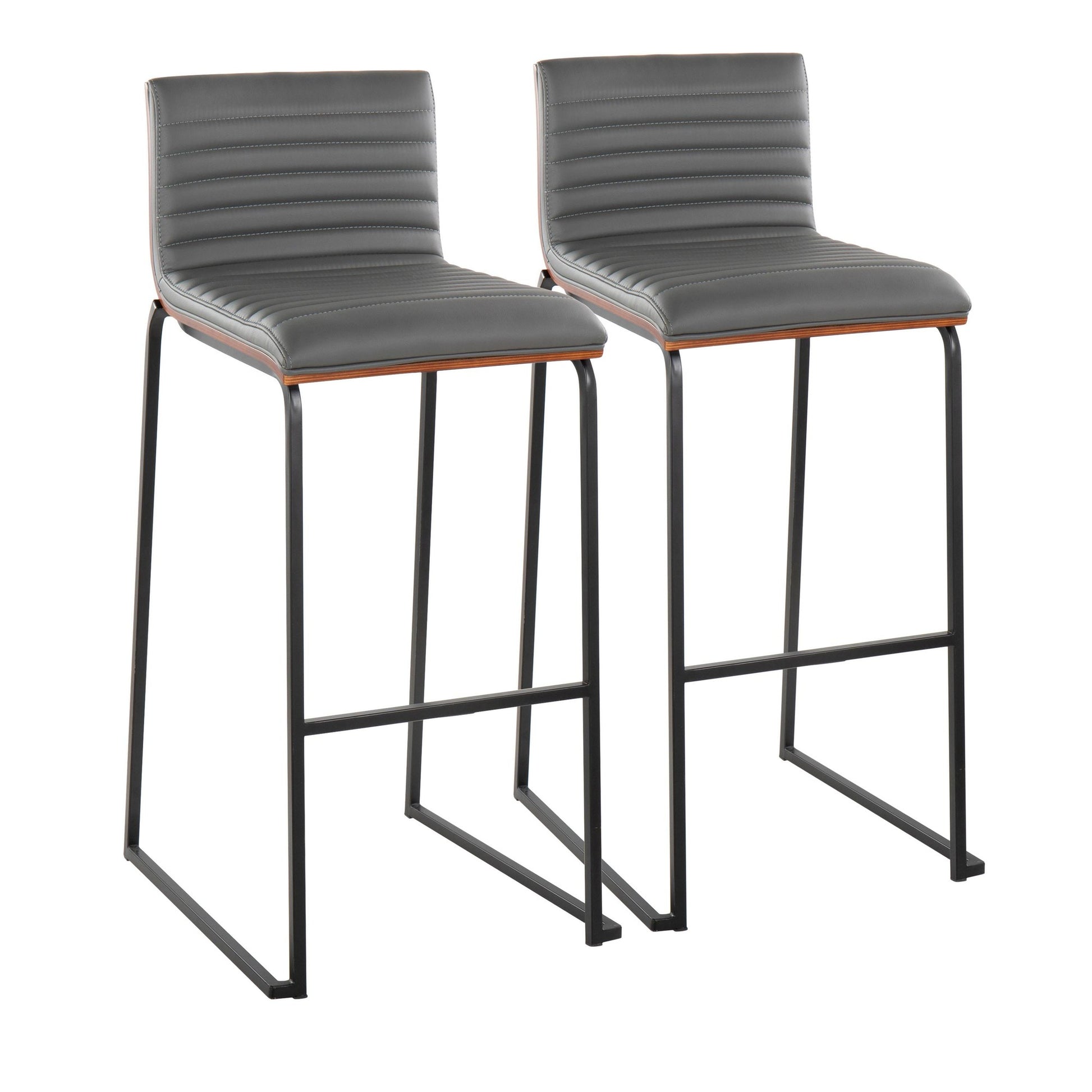 Mason Mara 30" Fixed-Height Barstool - Set of 2 Gray By LumiSource | Bar Stools | Modishstore - 3