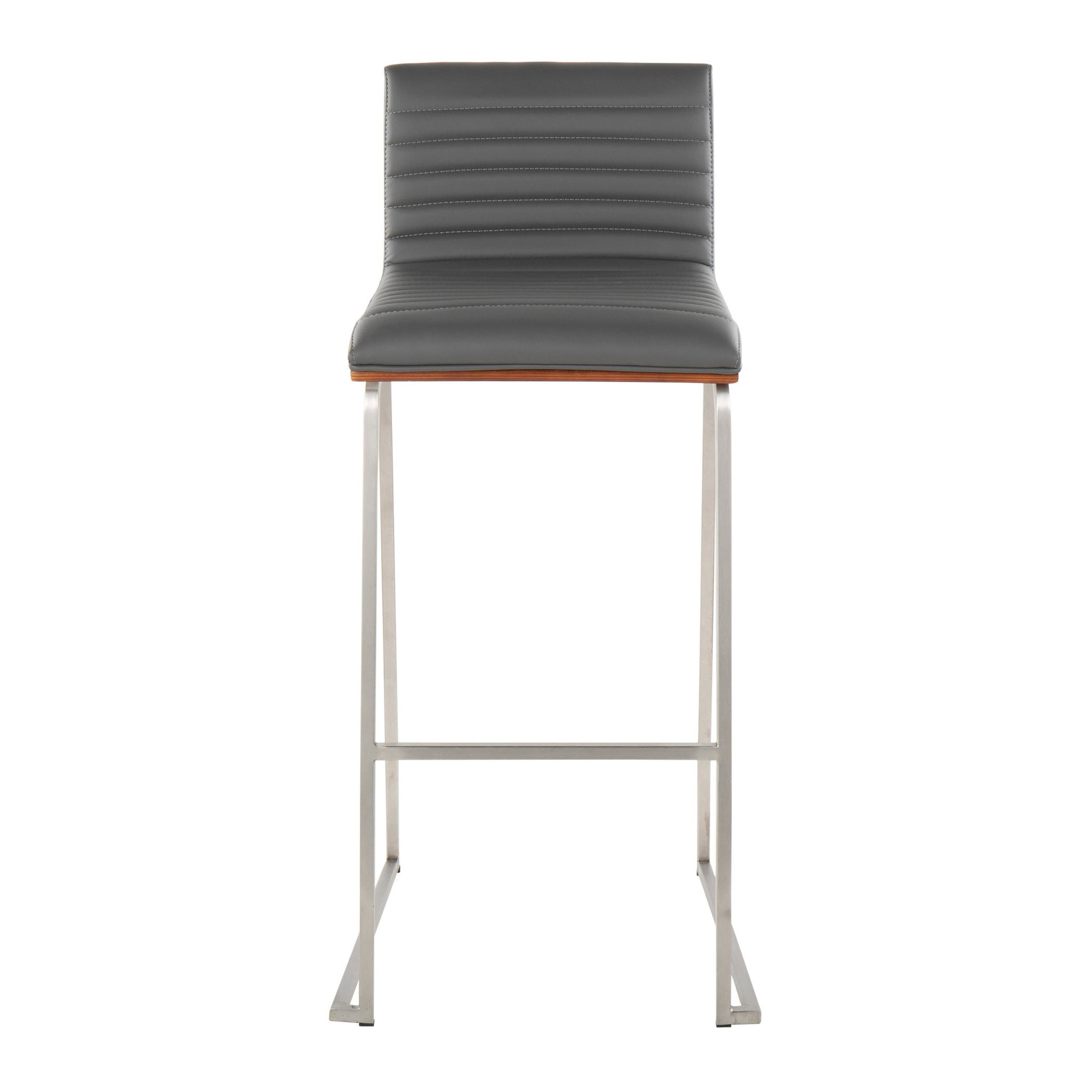 Mason Mara 30" Fixed-Height Barstool - Set of 2 Gray By LumiSource | Bar Stools | Modishstore - 8