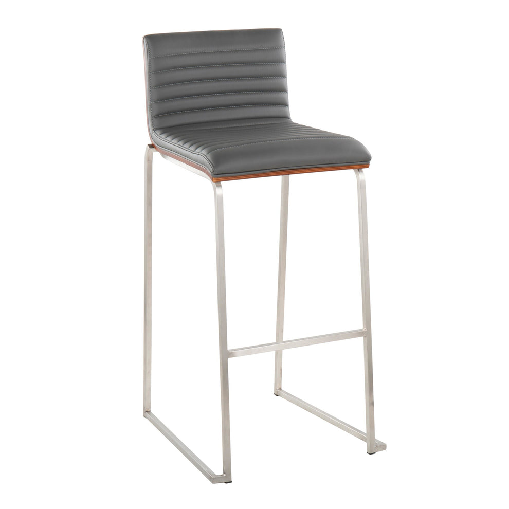 Mason Mara 30" Fixed-Height Barstool - Set of 2 Gray By LumiSource | Bar Stools | Modishstore - 4