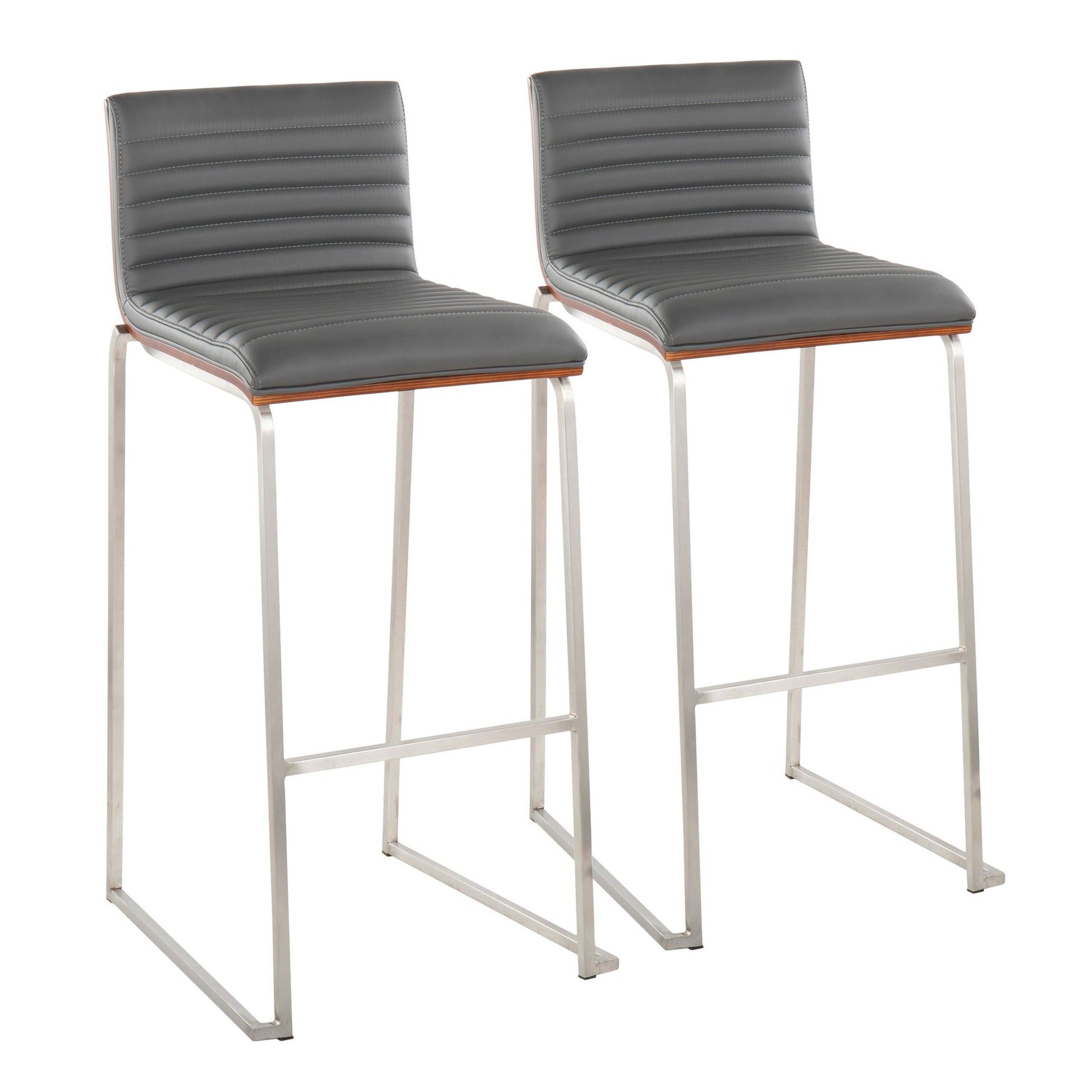 Mason Mara 30" Fixed-Height Barstool - Set of 2 Gray By LumiSource | Bar Stools | Modishstore - 3