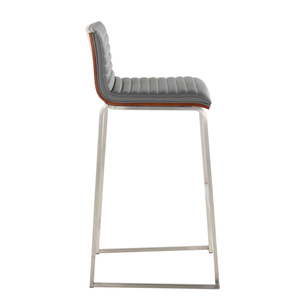 Mason Mara 30" Fixed-Height Barstool - Set of 2 Gray By LumiSource | Bar Stools | Modishstore - 5