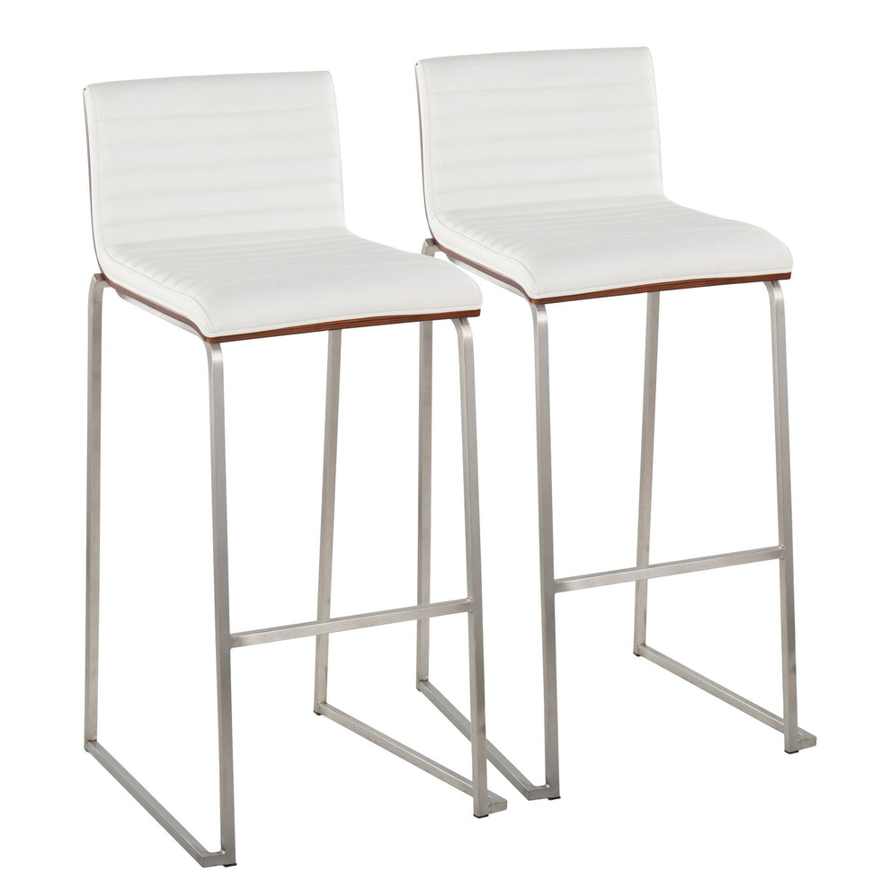 Mason Mara 30" Fixed-Height Barstool - Set of 2 Gray By LumiSource | Bar Stools | Modishstore - 12