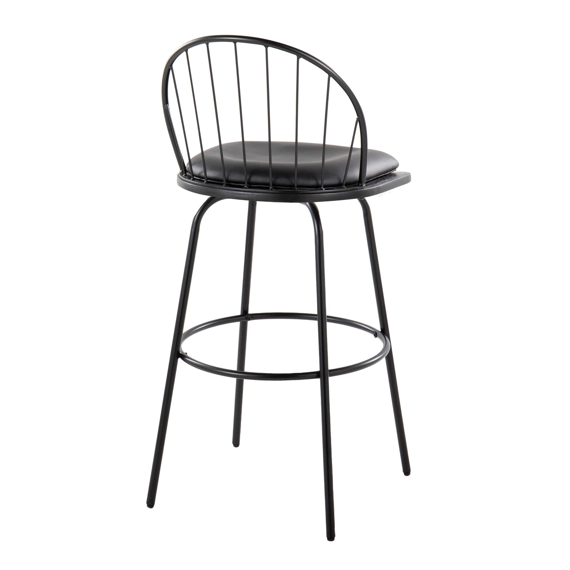 Riley Claire 30" Fixed-Height Barstool with Arms - Set of 2 Walnut Black By LumiSource | Bar Stools | Modishstore - 14