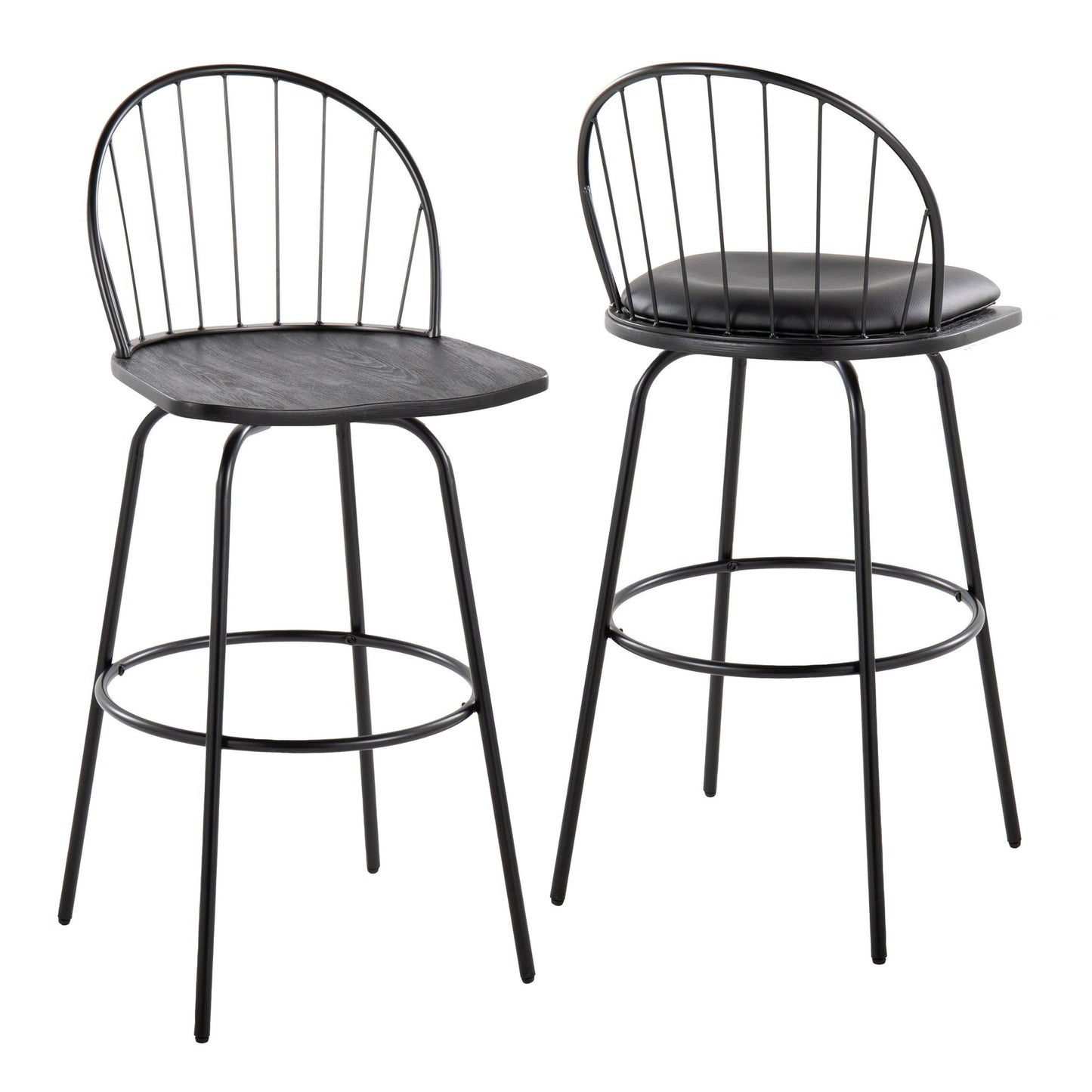 Riley Claire 30" Fixed-Height Barstool with Arms - Set of 2 Walnut Black By LumiSource | Bar Stools | Modishstore - 17