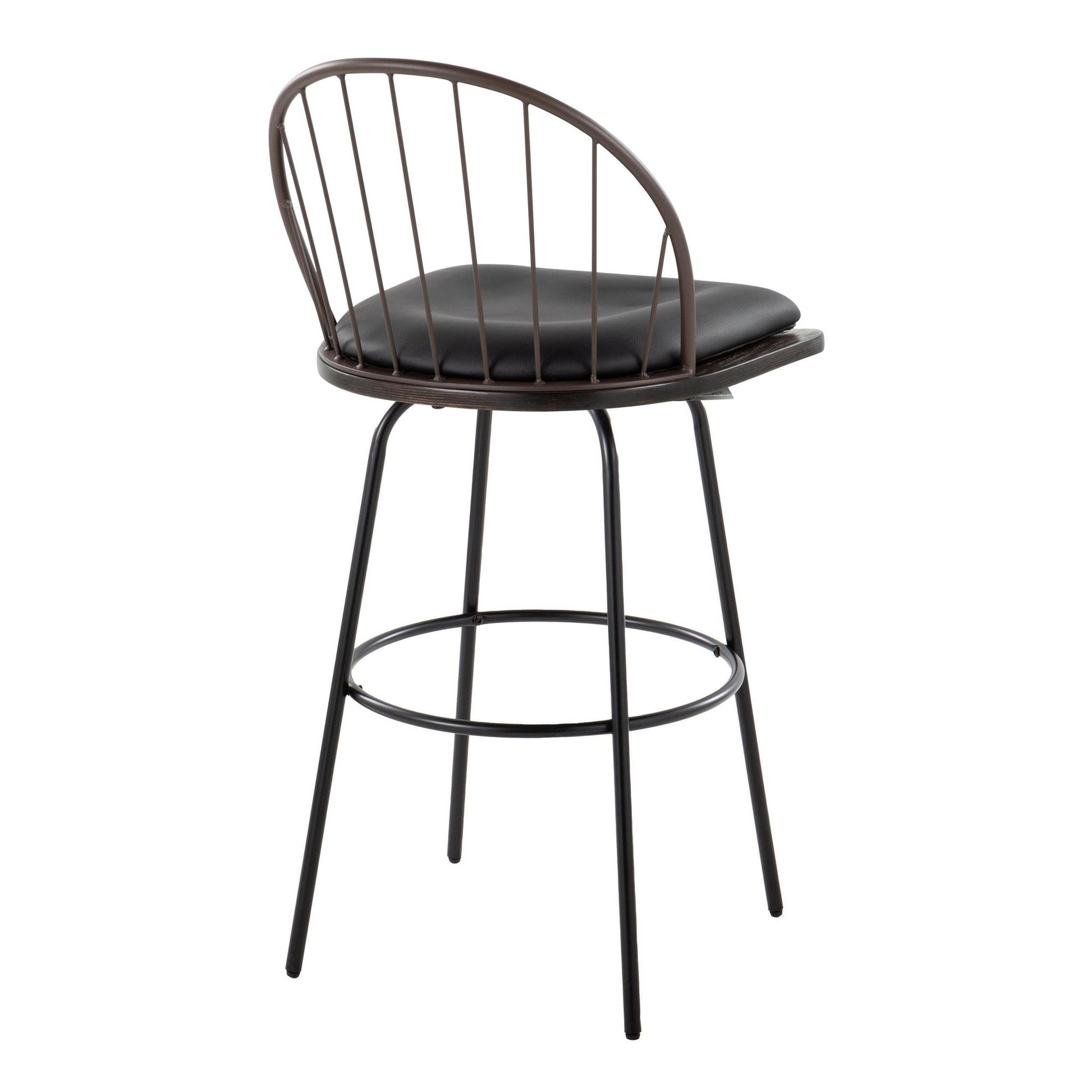 Riley Claire 30" Fixed-Height Barstool with Arms - Set of 2 Walnut Black By LumiSource | Bar Stools | Modishstore - 23