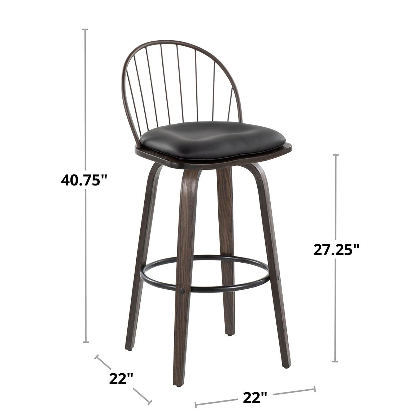 Riley 30" Fixed-Height Barstool - Set of 2 Brown By LumiSource | Bar Stools | Modishstore - 9