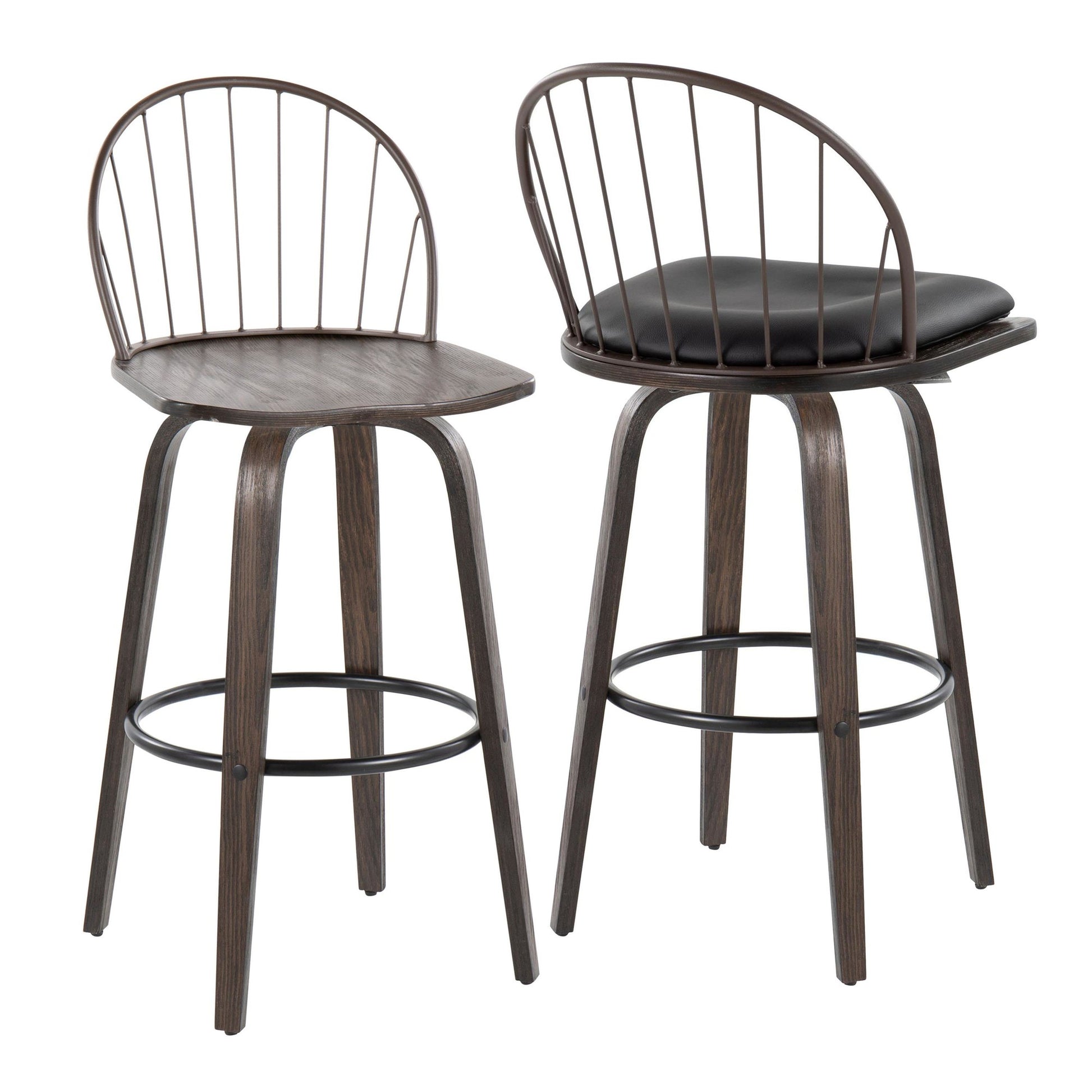 Riley 30" Fixed-Height Barstool - Set of 2 Brown By LumiSource | Bar Stools | Modishstore - 10