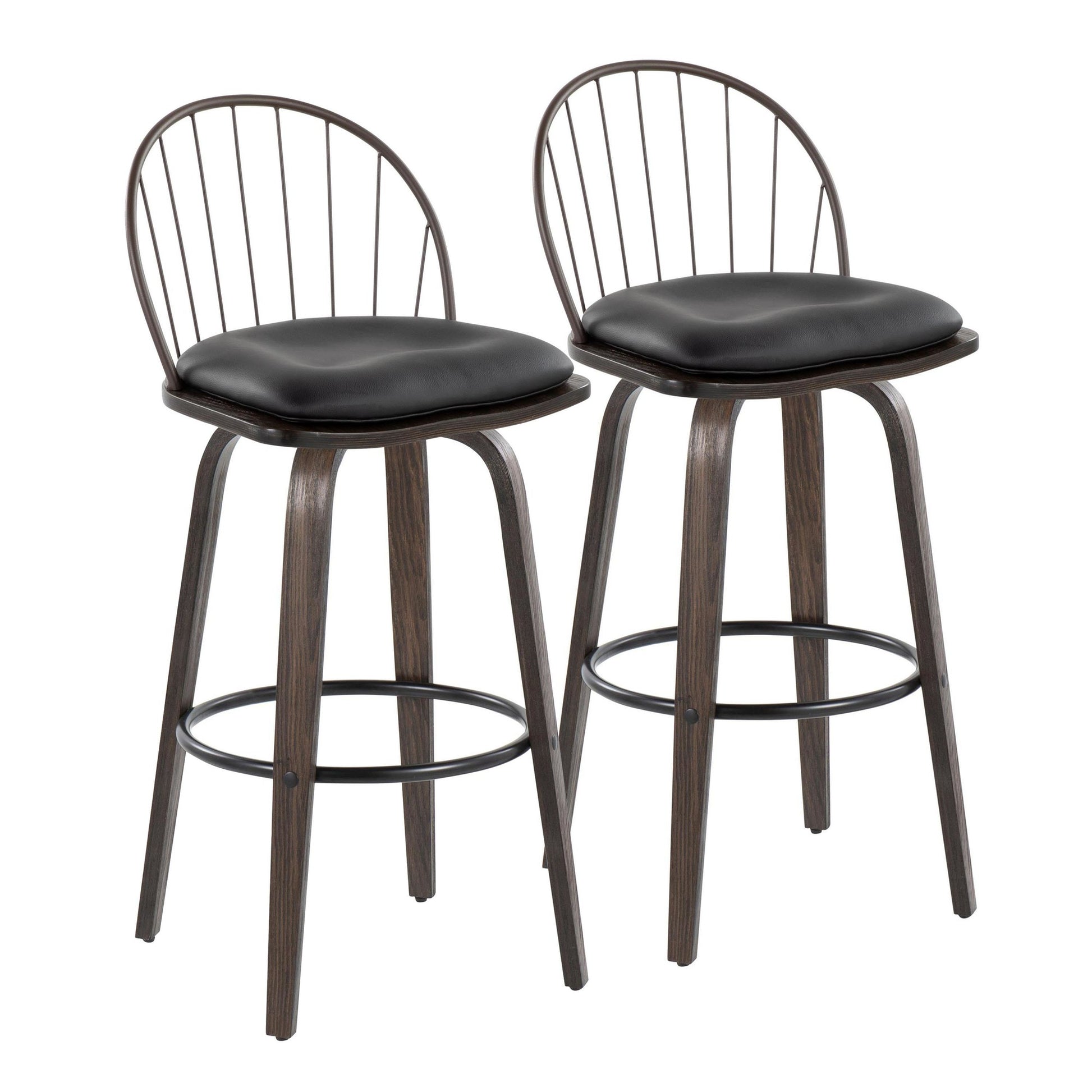 Riley 30" Fixed-Height Barstool - Set of 2 Brown By LumiSource | Bar Stools | Modishstore - 3