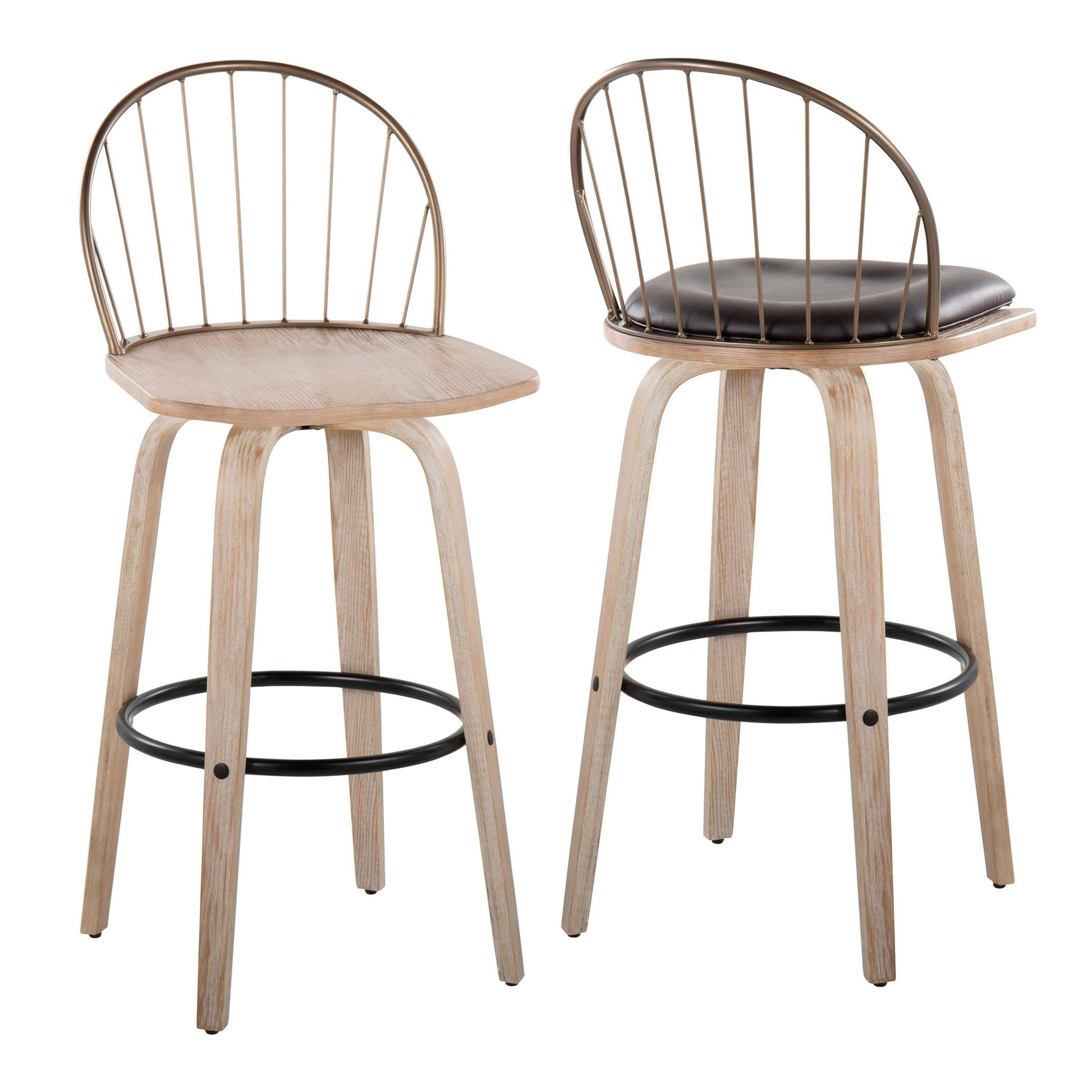 Riley 30" Fixed-Height Barstool - Set of 2 Brown By LumiSource | Bar Stools | Modishstore - 14