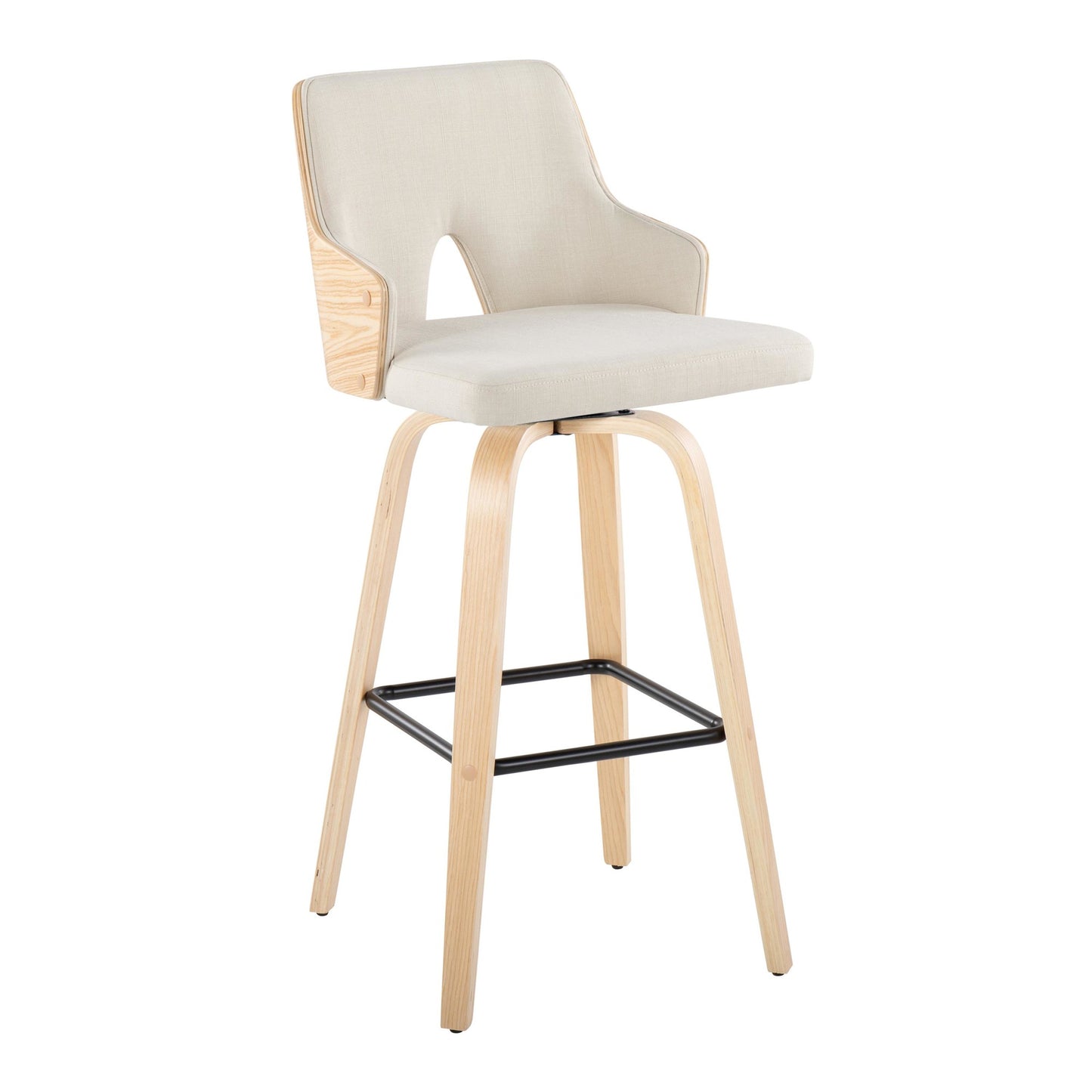 Stella 30" Fixed-Height Barstool - Set of 2 Cream By LumiSource | Bar Stools | Modishstore - 4