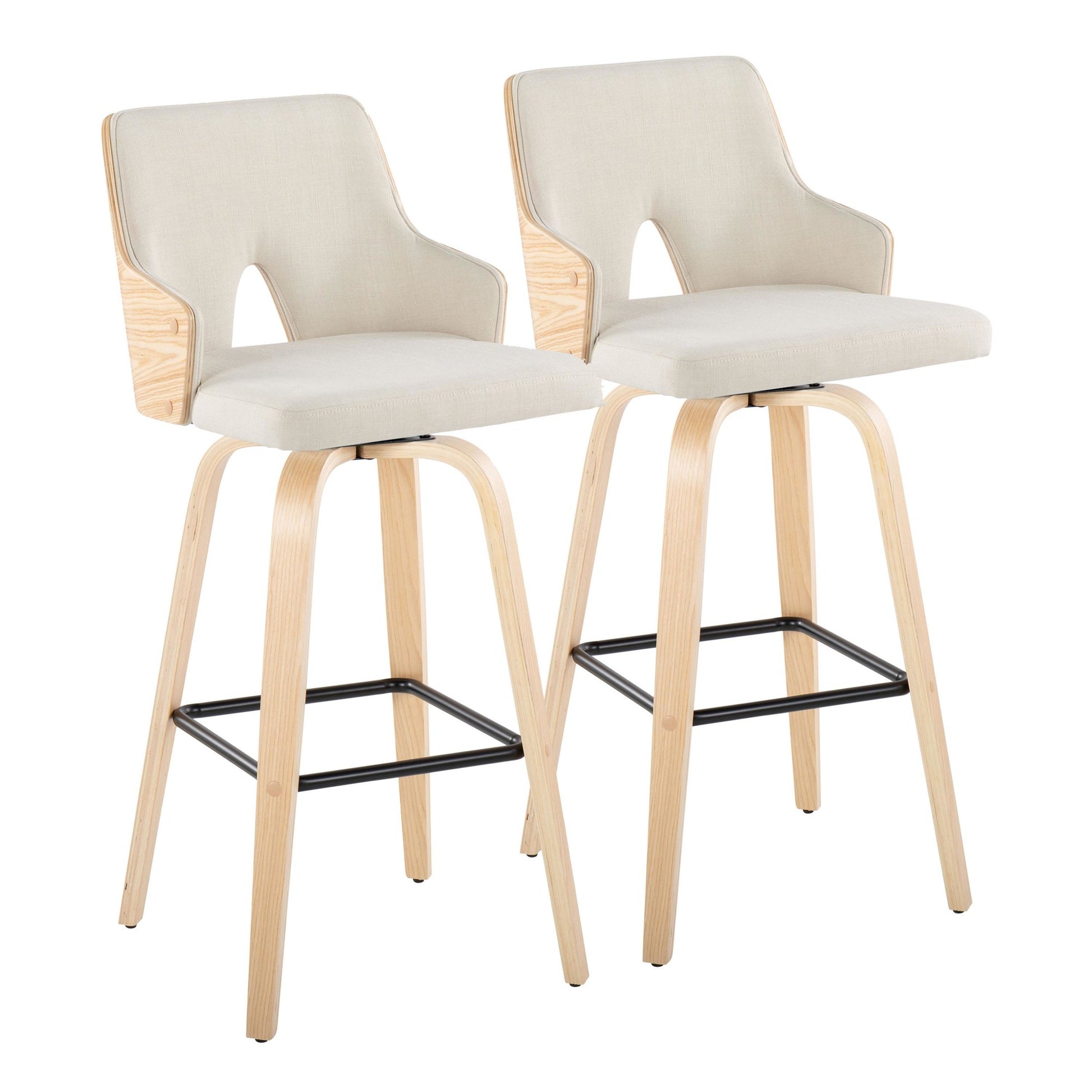 Stella 30" Fixed-Height Barstool - Set of 2 Cream By LumiSource | Bar Stools | Modishstore - 3