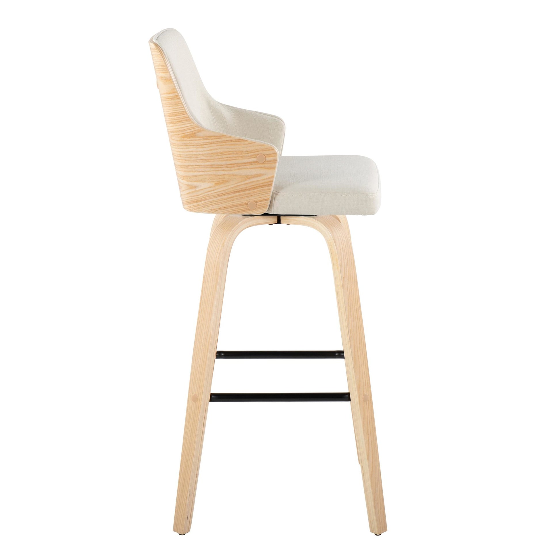 Stella 30" Fixed-Height Barstool - Set of 2 Cream By LumiSource | Bar Stools | Modishstore - 5