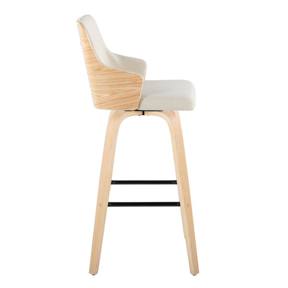 Stella 30" Fixed-Height Barstool - Set of 2 Cream By LumiSource | Bar Stools | Modishstore - 5