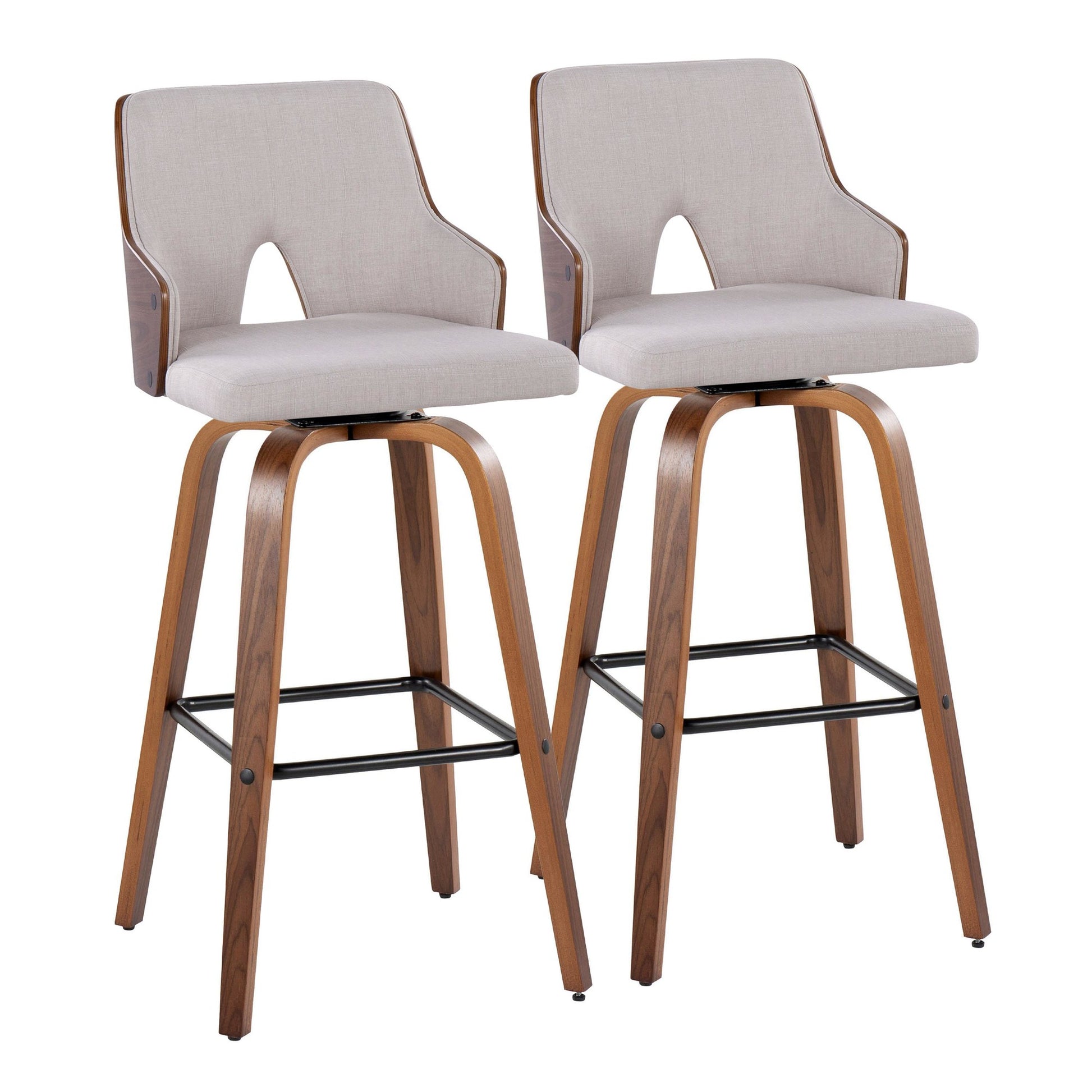 Stella 30" Fixed-Height Barstool - Set of 2 Cream By LumiSource | Bar Stools | Modishstore - 19