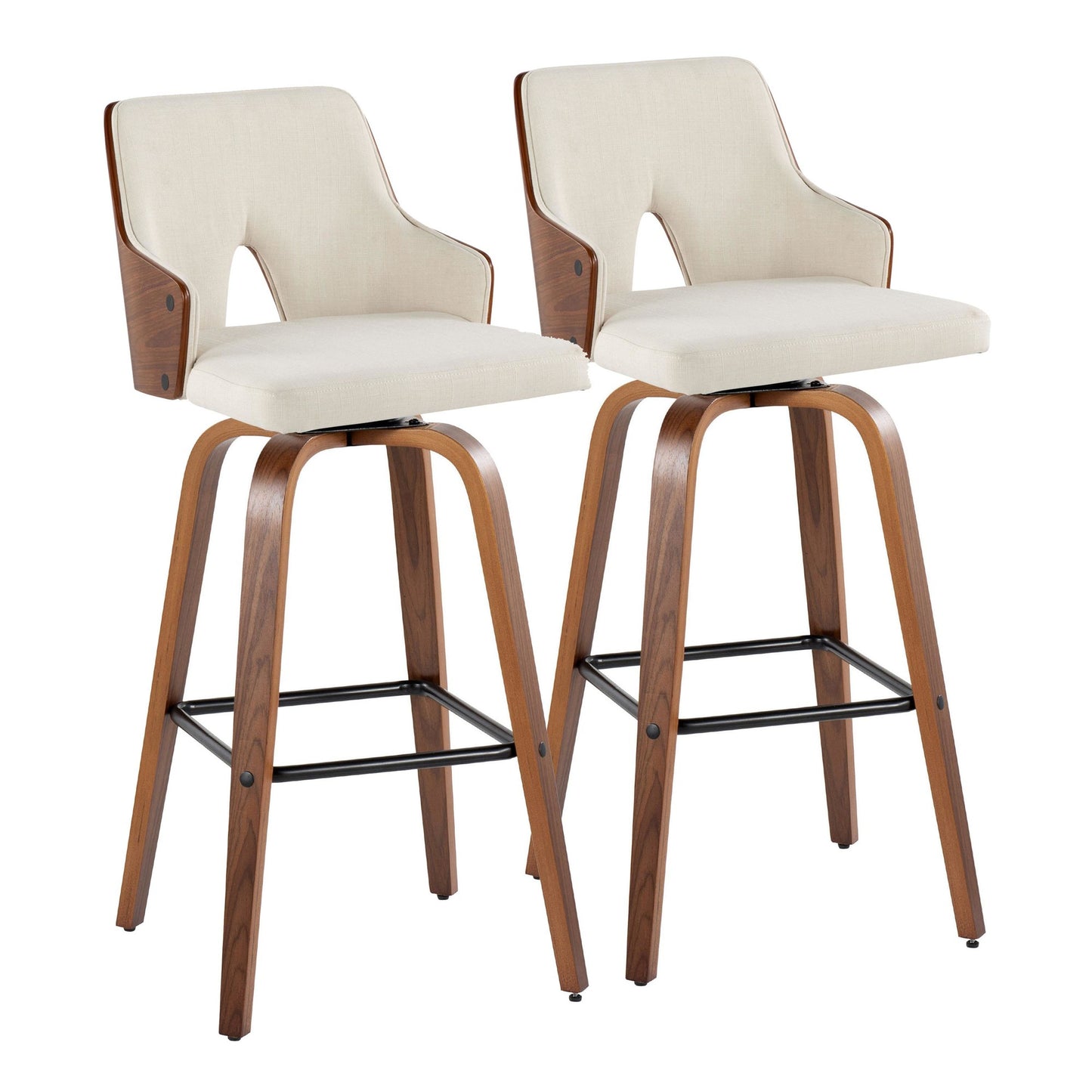 Stella 30" Fixed-Height Barstool - Set of 2 Cream By LumiSource | Bar Stools | Modishstore - 35
