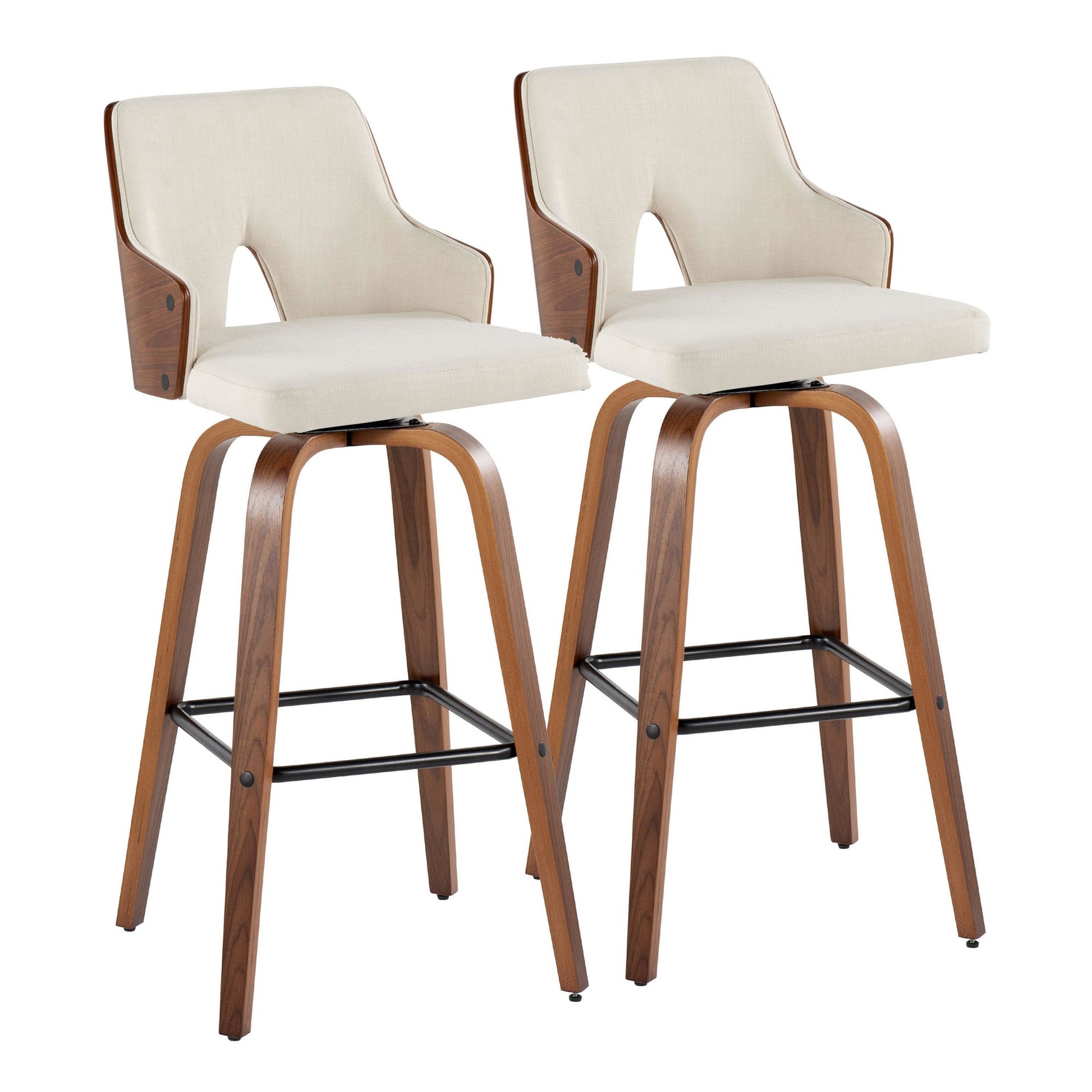 Stella 30" Fixed-Height Barstool - Set of 2 Cream By LumiSource | Bar Stools | Modishstore - 35