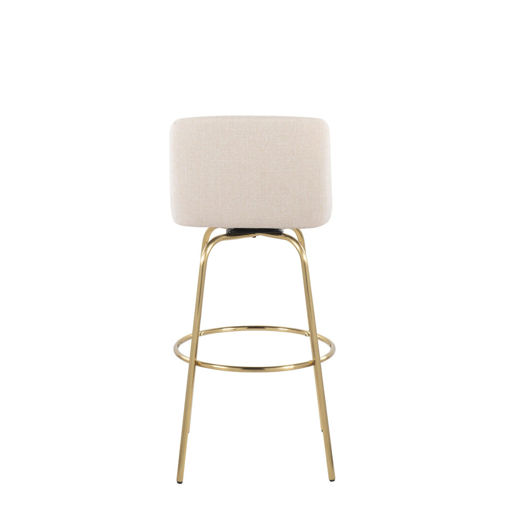 Toriano 30" Fixed Height Barstool - Set of 2 Cream Gold By LumiSource | Bar Stools | Modishstore - 5