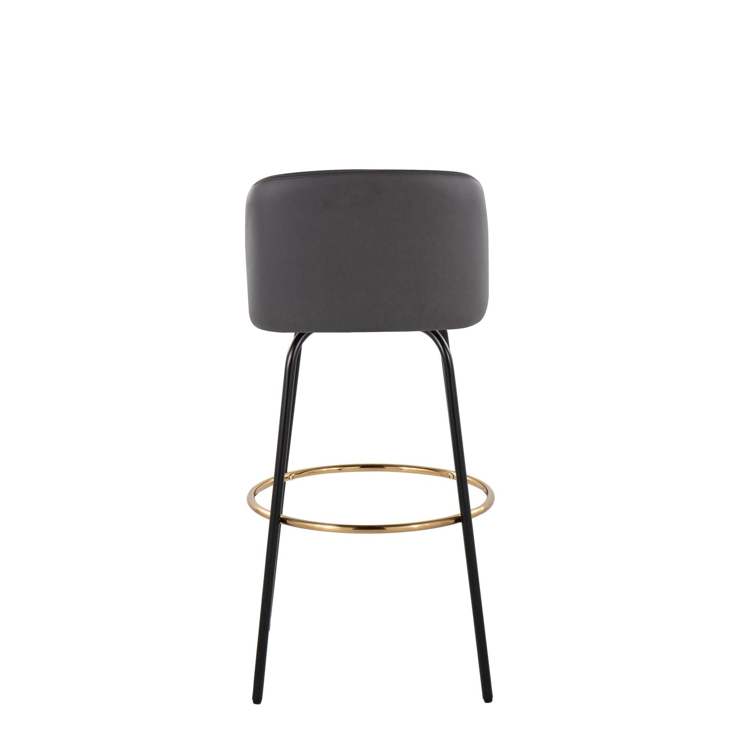 Toriano 30" Contemporary Fixed Height Barstool with Swivel in Cream Faux Leather and Black Metal with Round Gold Footrest By LumiSource - Set of 2 | Bar Stools | Modishstore - 14