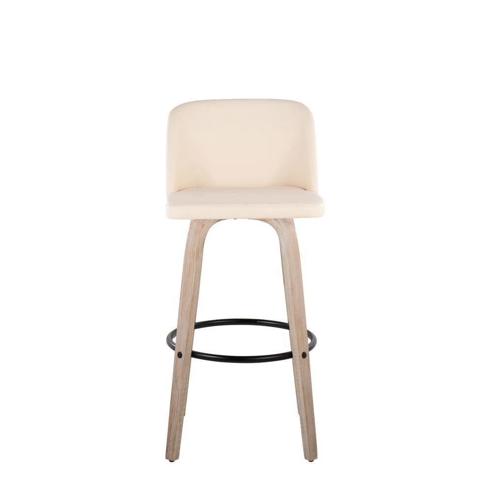 Toriano 30" Fixed Height Barstool - Set of 2 Cream By LumiSource | Bar Stools | Modishstore - 6