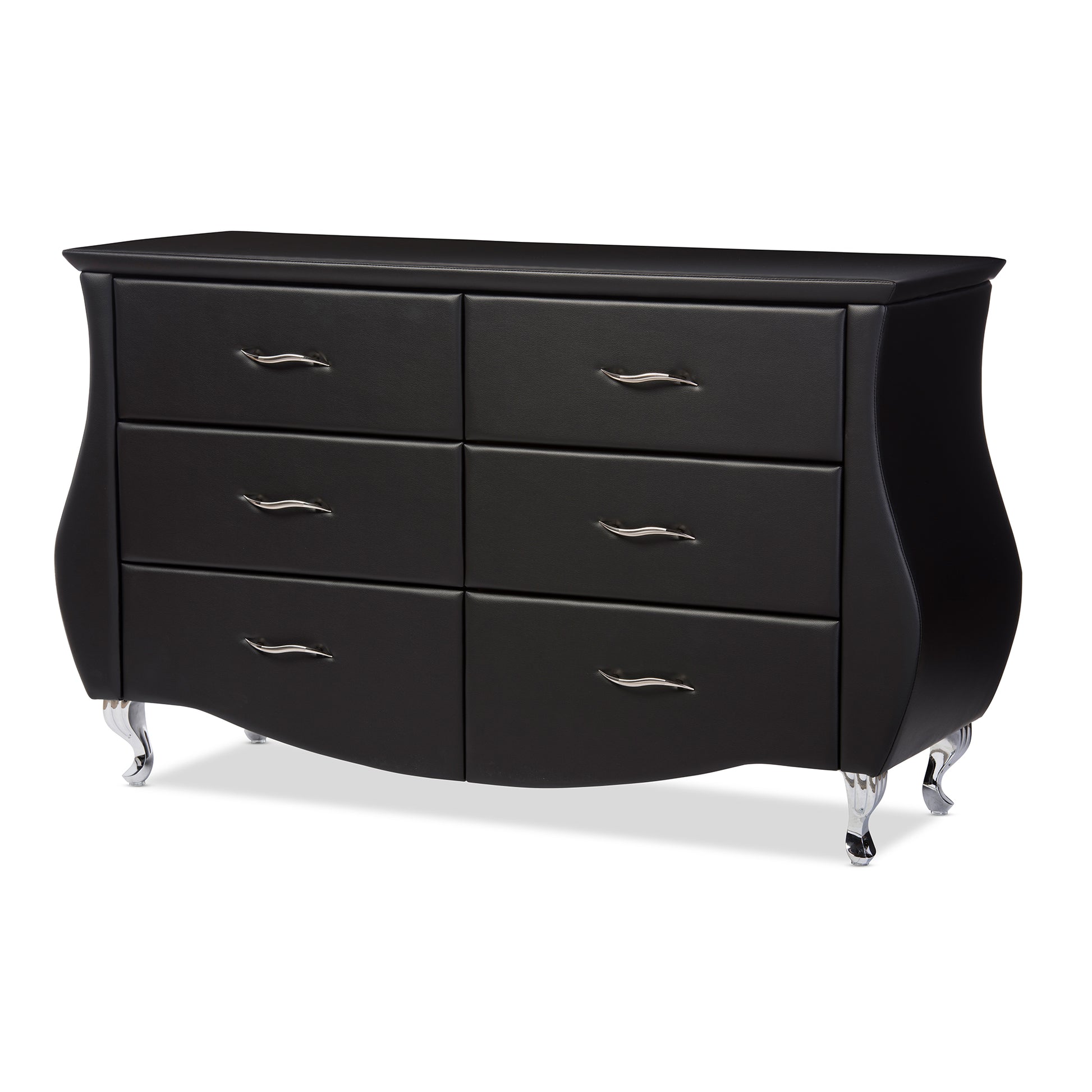 Baxton Studio Enzo Modern and Contemporary Black Faux Leather 6-Drawer Dresser Baxton Studio Enzo Modern and Contemporary Black Faux Leather 6-Drawer Dresser