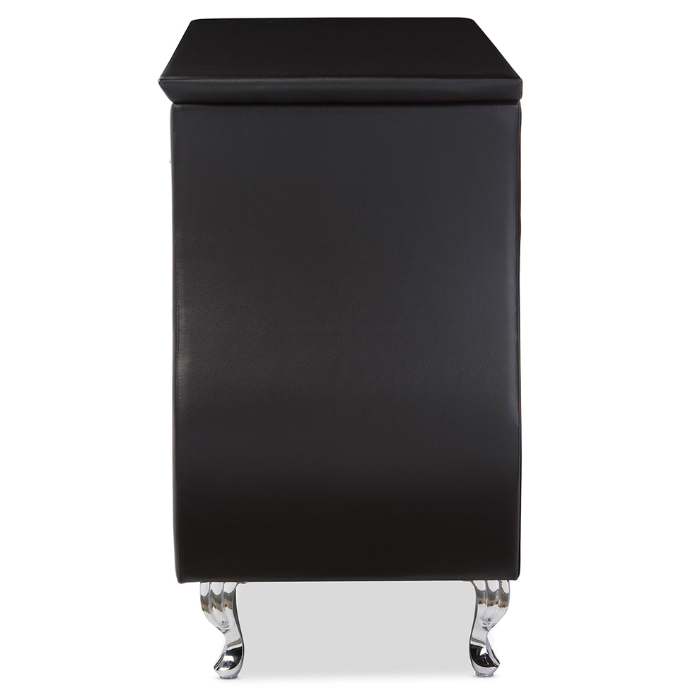 baxton studio enzo modern and contemporary black faux leather 6 drawer dresser | Modish Furniture Store-3