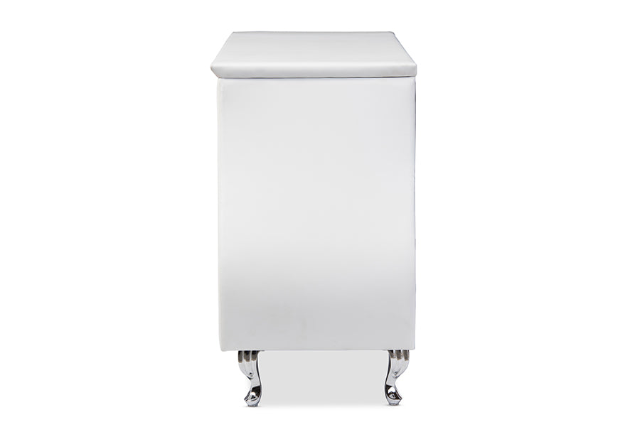 baxton studio enzo modern and contemporary white faux leather 6 drawer dresser | Modish Furniture Store-3
