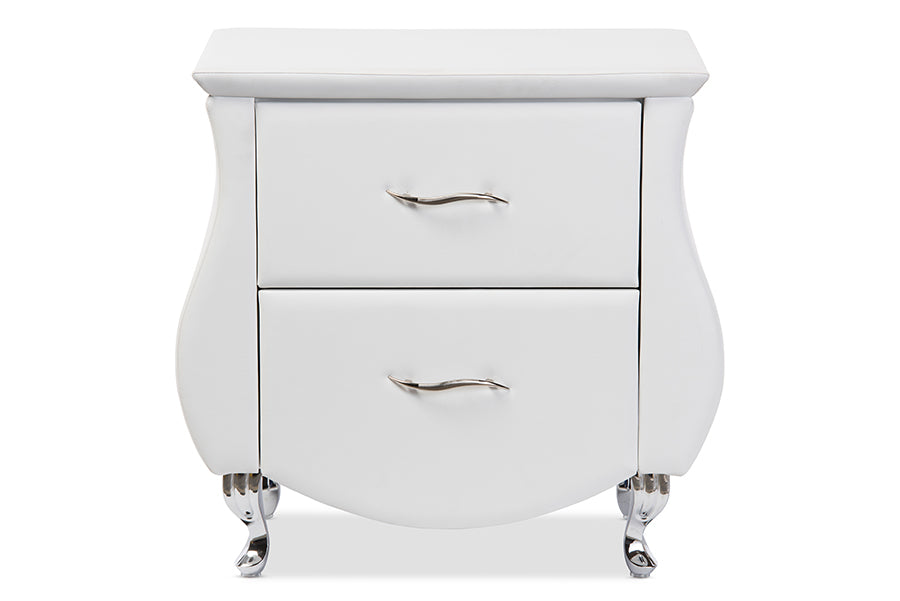 baxton studio erin modern and contemporary black faux leather upholstered nightstand | Modish Furniture Store-4