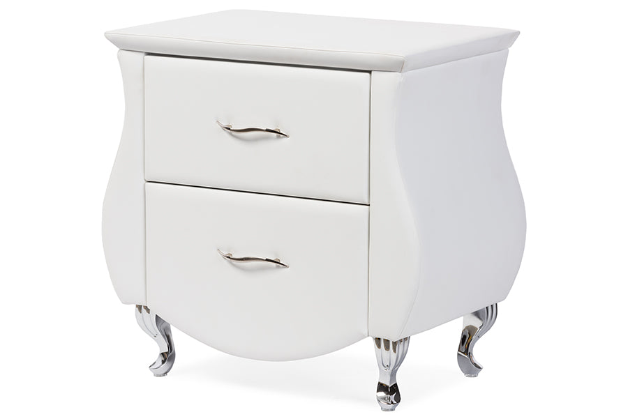baxton studio erin modern and contemporary black faux leather upholstered nightstand | Modish Furniture Store-5