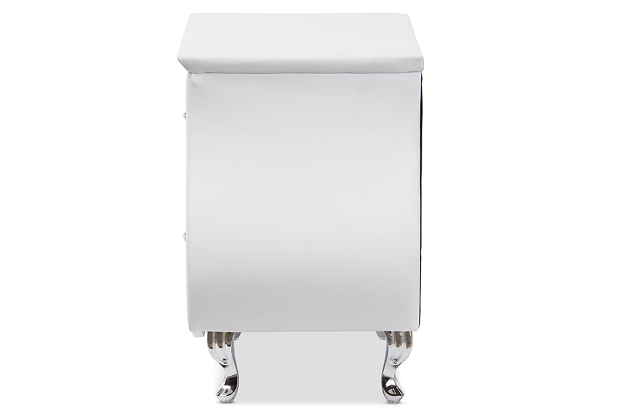 baxton studio erin modern and contemporary black faux leather upholstered nightstand | Modish Furniture Store-6