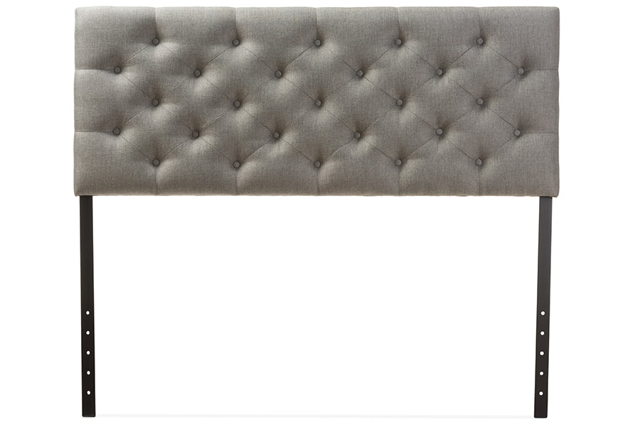 Baxton Studio Viviana Modern and Contemporary Grey Fabric Upholstered Button-tufted Full Size Headboard | Headboards | Modishstore - 2