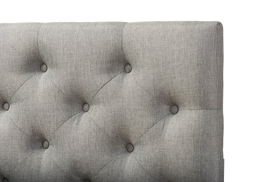 Baxton Studio Viviana Modern and Contemporary Grey Fabric Upholstered Button-tufted Full Size Headboard | Headboards | Modishstore - 3