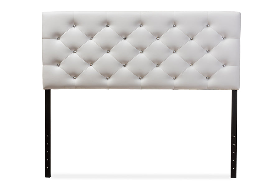 Baxton Studio Viviana Modern and Contemporary White Faux Leather Upholstered Button-tufted Full Size Headboard | Headboards | Modishstore - 2