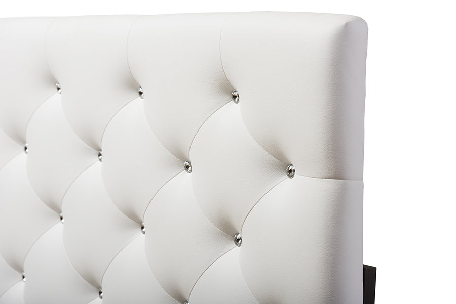 Baxton Studio Viviana Modern and Contemporary White Faux Leather Upholstered Button-tufted Queen Size Headboard | Headboards | Modishstore - 3