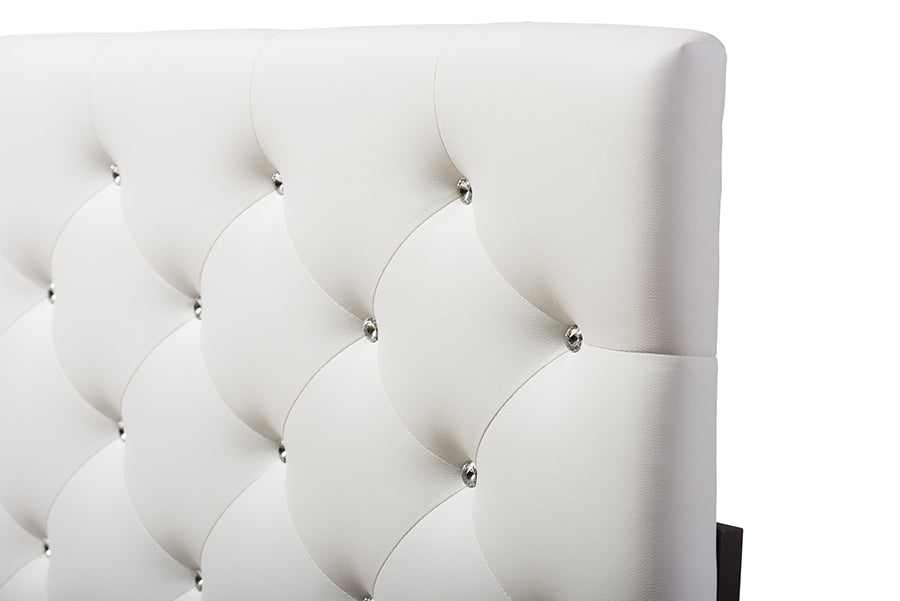 Baxton Studio Viviana Modern and Contemporary White Faux Leather Upholstered Button-tufted Full Size Headboard | Headboards | Modishstore - 3